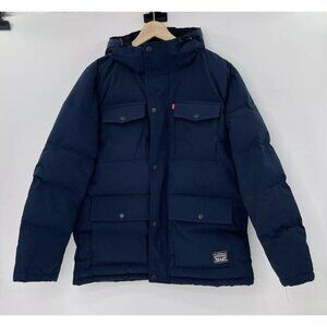 Levi’s Men’s Navy Parka Heavyweight Arctic Cloth Quilted‎ Coat Size Large